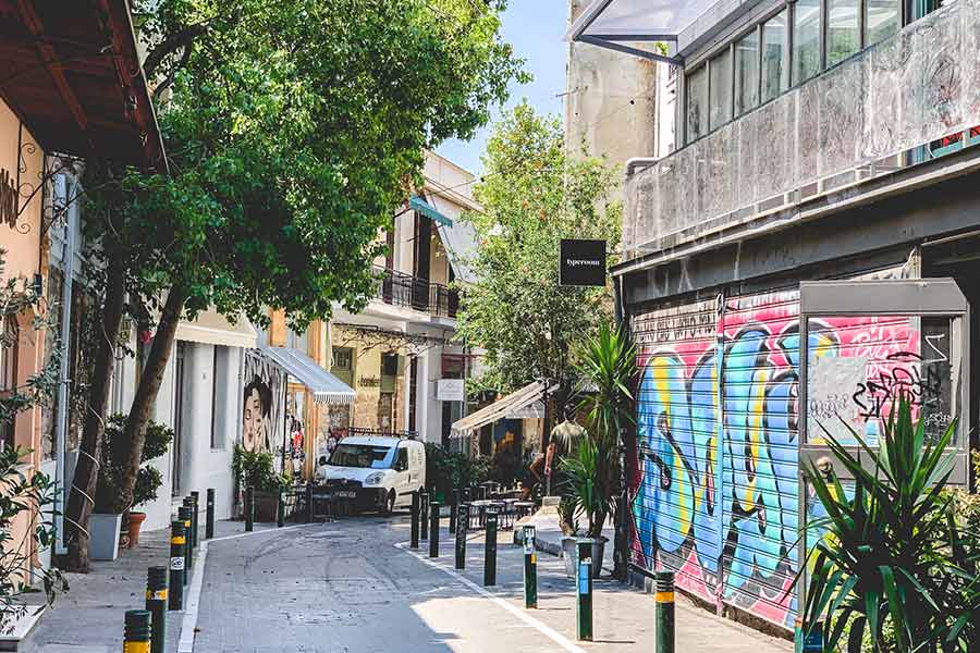 Athens center narrow street